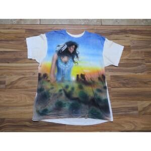 Artist Fierro Big Print Native American Woman Sz L-XL 1980s